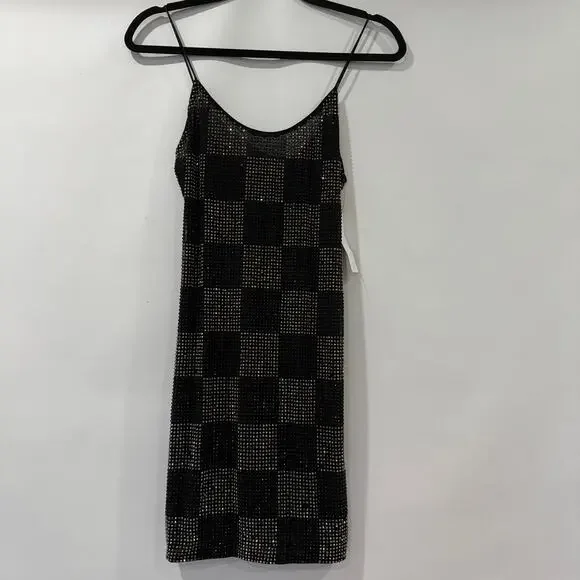 Alice and Olivia Nelle Embellished Rhinestone Mini Dress Black Size 2 NWT